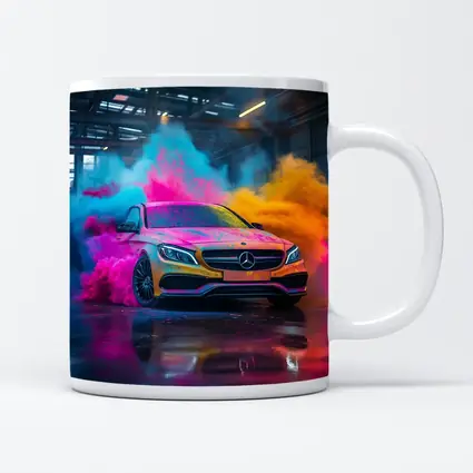 Mercedes C Class Colorful Smoke Industrial Garage
