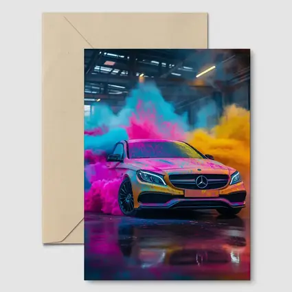 Mercedes C Class Colorful Smoke Industrial Garage