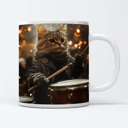 Tabby Cat Drummer Leather Jacket Sparks