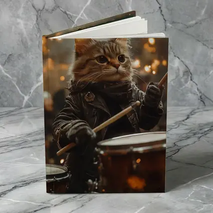 Tabby Cat Drummer Leather Jacket Sparks
