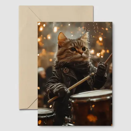 Tabby Cat Drummer Leather Jacket Sparks