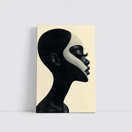 Black White Profile Portrait Abstract Art