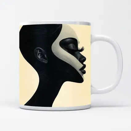 Black White Profile Portrait Abstract Art
