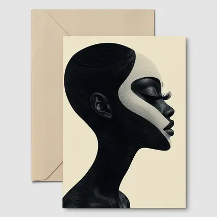 Black White Profile Portrait Abstract Art