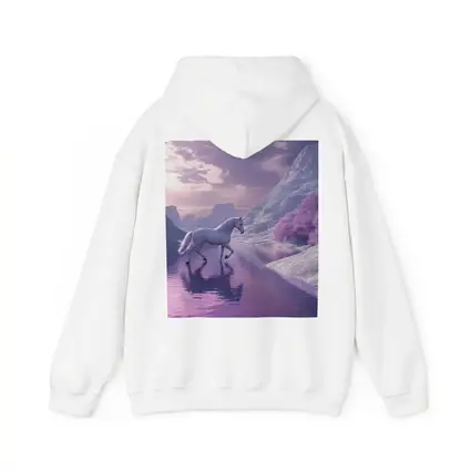 White Unicorn Walking Purple Winter Landscape