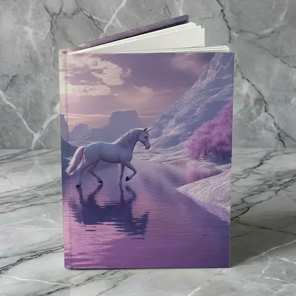 White Unicorn Walking Purple Winter Landscape