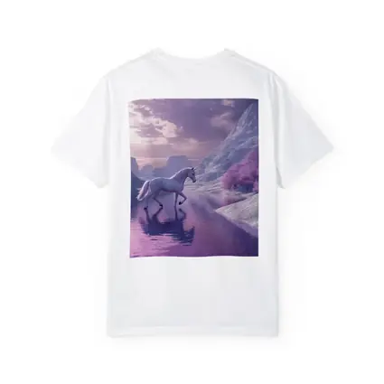 White Unicorn Walking Purple Winter Landscape