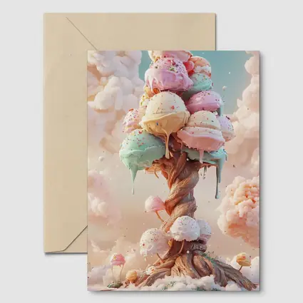 Ice Cream Tree Fantasy Pastel Sky
