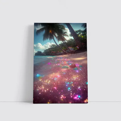 Glitter Beach Tropical Palm Trees Colorful Sand