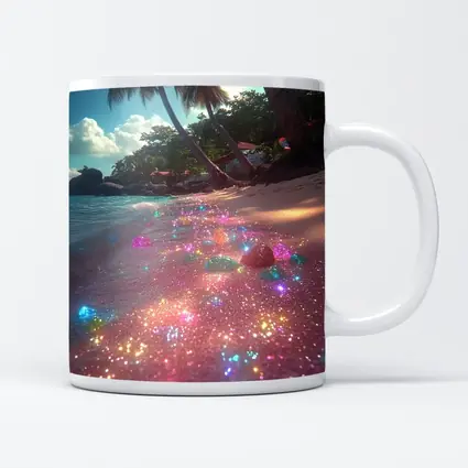 Glitter Beach Tropical Palm Trees Colorful Sand
