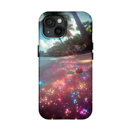Glitter Beach Tropical Palm Trees Colorful Sand