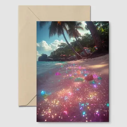 Glitter Beach Tropical Palm Trees Colorful Sand