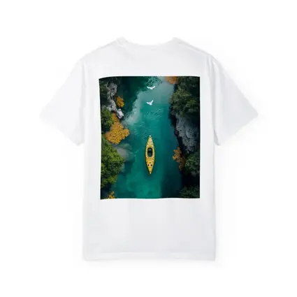 Yellow Kayak Aerial View Turquoise River