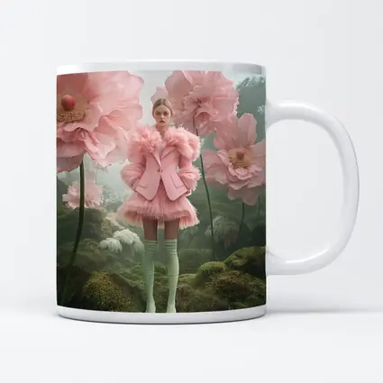 Pink Fashion Woman Giant Floral Fantasy