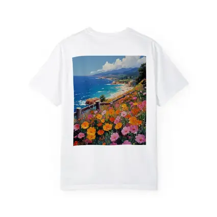 Coastal Wildflowers Overlooking Sunny Blue Ocean
