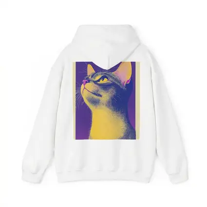 Abyssinian Cat Portrait Purple Yellow Background