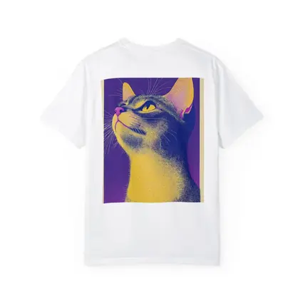Abyssinian Cat Portrait Purple Yellow Background