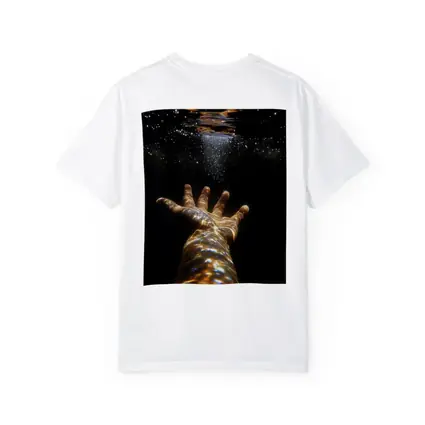 Hand Reaching Through Golden Underwater Light