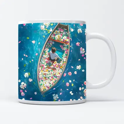 Person Sitting In Flower Filled Boat