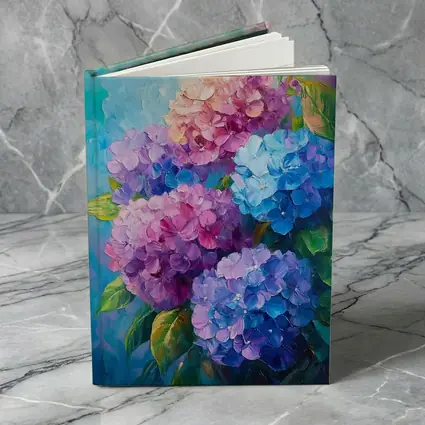 Hydrangea Bouquet Oil Painting Blue Background