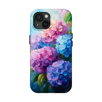 Hydrangea Bouquet Oil Painting Blue Background