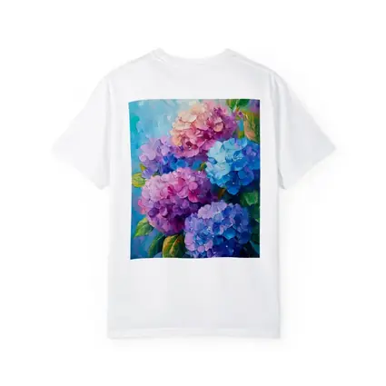Hydrangea Bouquet Oil Painting Blue Background