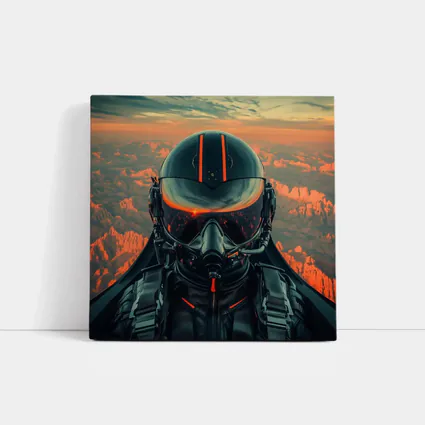 Fighter Pilot Helmet Sunset Canyon Aerial View