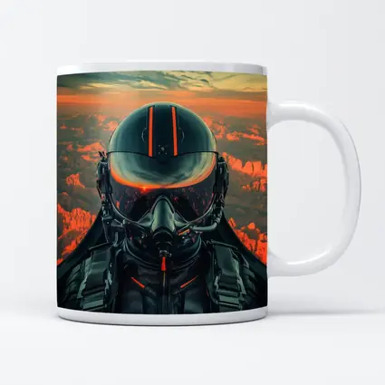 Fighter Pilot Helmet Sunset Canyon Aerial View
