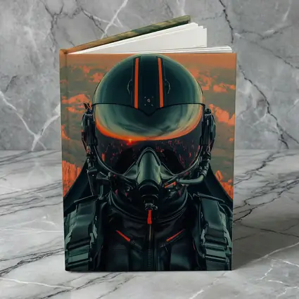 Fighter Pilot Helmet Sunset Canyon Aerial View