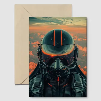 Fighter Pilot Helmet Sunset Canyon Aerial View