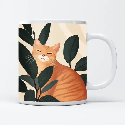 Orange Tabby Cat Among Dark Green Leaves