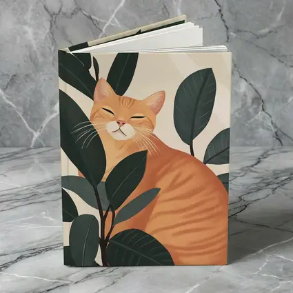 Orange Tabby Cat Among Dark Green Leaves