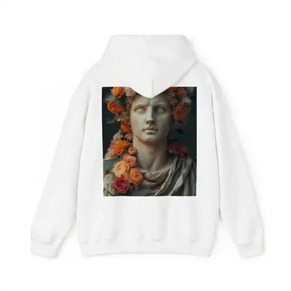 Greek Marble Bust With Colorful Floral Crown
