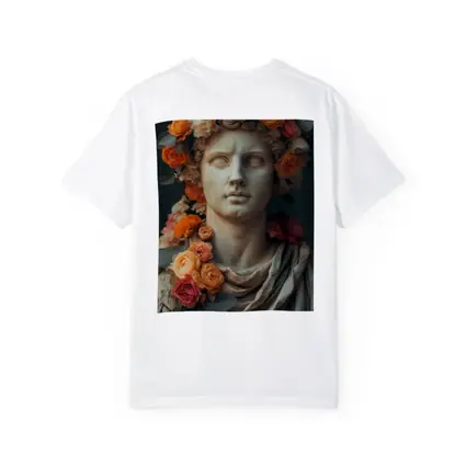 Greek Marble Bust With Colorful Floral Crown