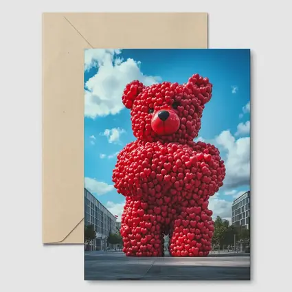Giant Red Heart Teddy Bear Urban Square