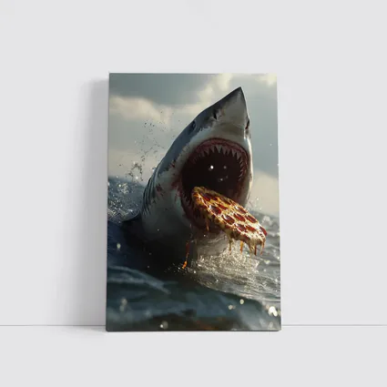 Great White Shark Eating Pizza Ocean Splash