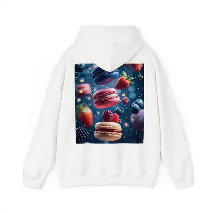 Macarons and Berries Floating Starry Background