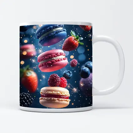 Macarons and Berries Floating Starry Background