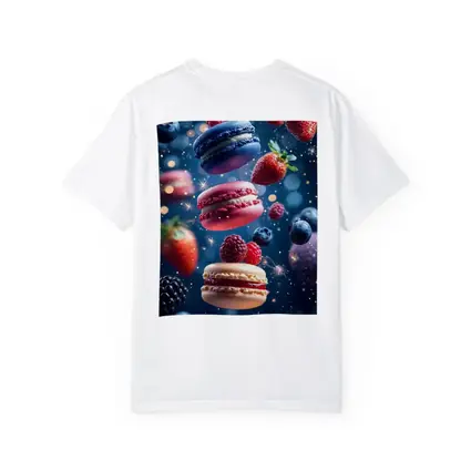 Macarons and Berries Floating Starry Background