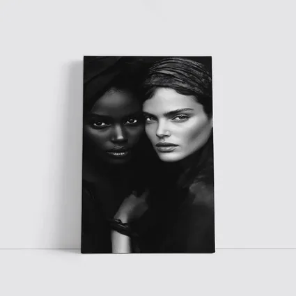 Two Women Black and White Fashion Portrait