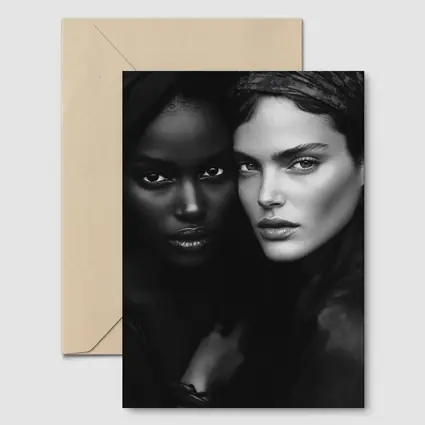 Two Women Black and White Fashion Portrait