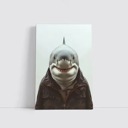 Shark in Brown Jacket White Background