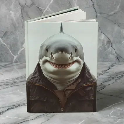 Shark in Brown Jacket White Background
