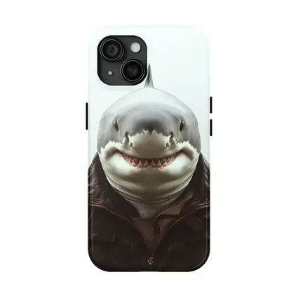 Shark in Brown Jacket White Background