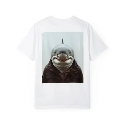 Shark in Brown Jacket White Background