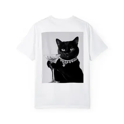 Black Cat Diamond Necklace Martini Glass Portrait