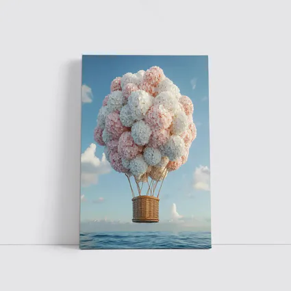 Hydrangea Hot Air Balloon Over Ocean