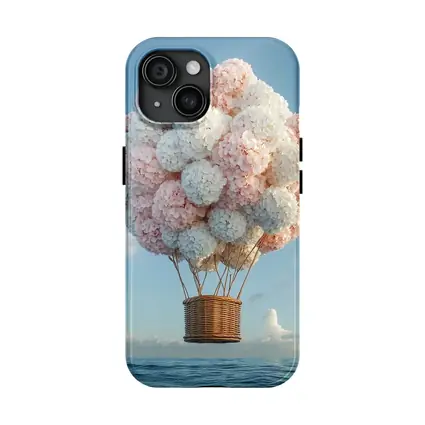 Hydrangea Hot Air Balloon Over Ocean