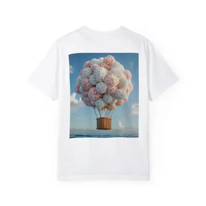 Hydrangea Hot Air Balloon Over Ocean