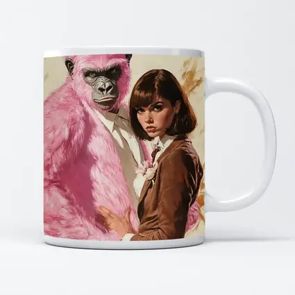 Pink Gorilla Bunny Woman Brown Suit Pop
